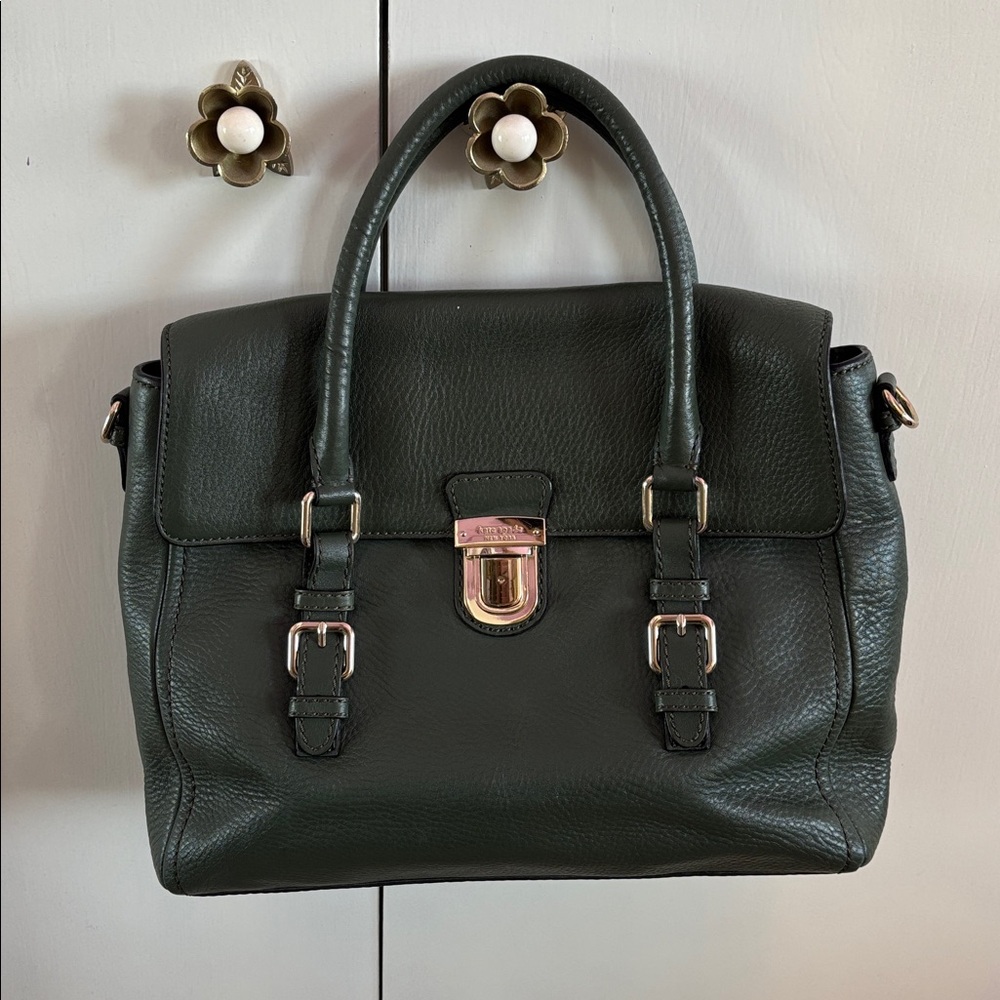 Kate Spade Olive Green Leather Lola Avenue Rollins Tote